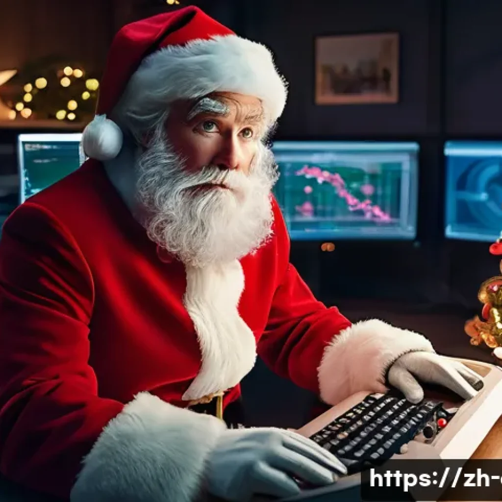아더 크리스마스 Arthur Christmas 아더 크리스마스와 산타의 현대적 해석 - **Prompt:** A futuristic yet cozy Christmas command center at the North Pole. A modern, slightly str...