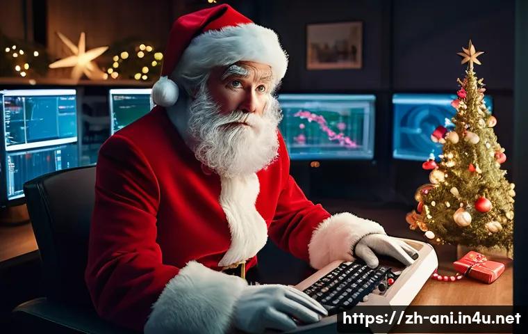 아더 크리스마스 Arthur Christmas 아더 크리스마스와 산타의 현대적 해석 - **Prompt:** A futuristic yet cozy Christmas command center at the North Pole. A modern, slightly str...